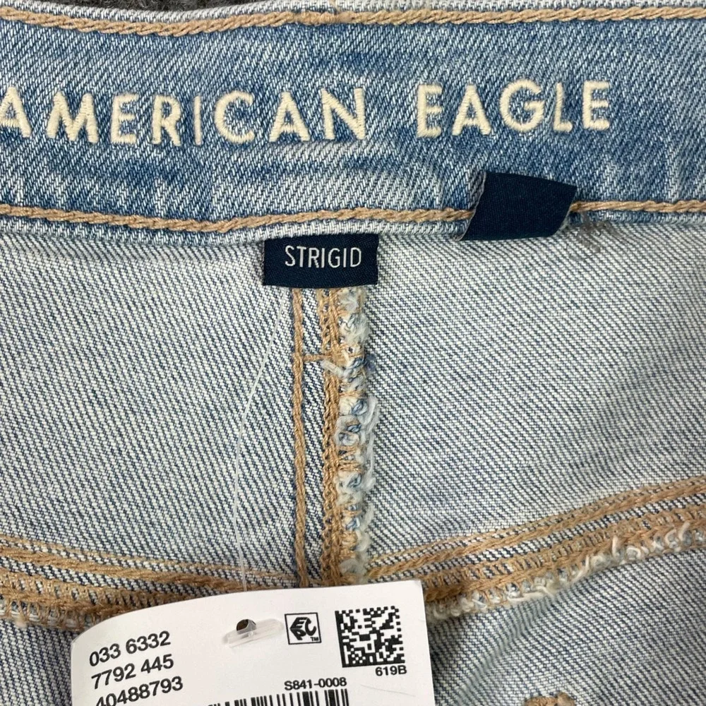American Eagle Denim Shorts Women 16 Blue Strigid High Rise Raw Hem Distressed